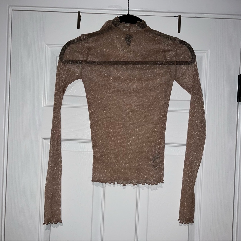 Urban Outfitters Out From Under Sheer Sparkle Festival Mock Neck TurtleNeck